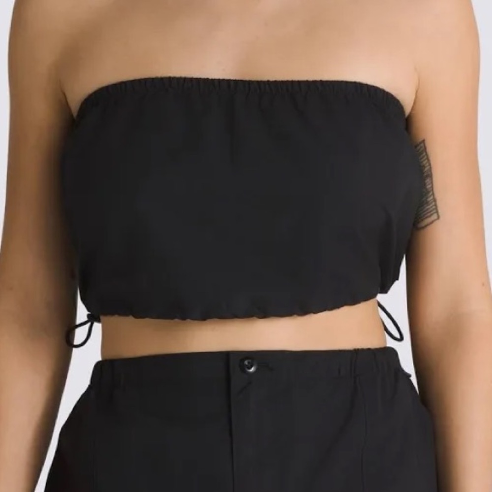 Black Strapless Women's Bungee Cord Tube Top NWT SZ L VANS